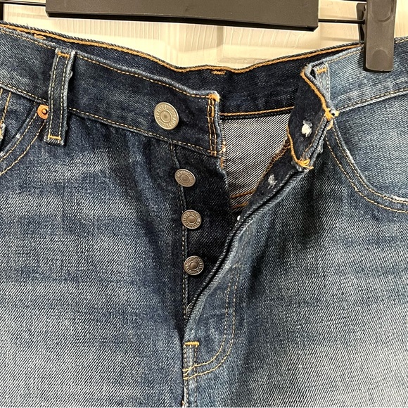 LEVI’S 501 Button Fly Premium Dark Wash Vintage Denim Cutoff Jean Shorts Size 29 - Picture 6 of 13